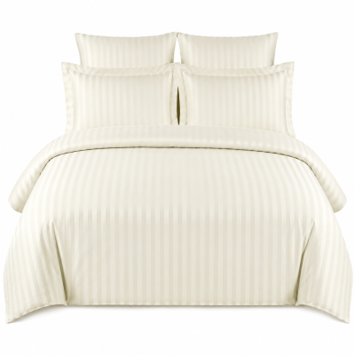 %100 PAMUK SATEN ÇİZGİLİ NEVRESİM TAKIMI - CREAM