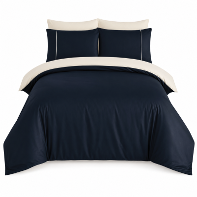 %100 PAMUK SATEN DOUBLE FACE NEVRESİM TAKIMI - NAVY BLUE
