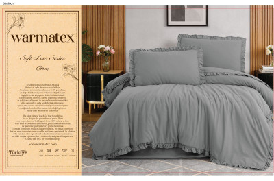 %100 PAMUK STONE WASHED FIRFIRLI GRİ NEVRESİM TAKIMI