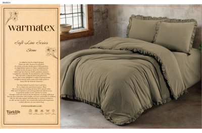 %100 PAMUK STONE WASHED FIRFIRLI HAKİ NEVRESİM TAKIMI