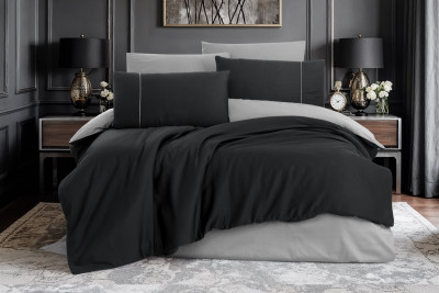 %100 PAMUK SATEN DOUBLE FACE NEVRESİM TAKIMI - ANTRACITE