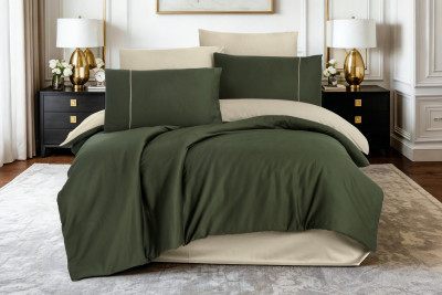 %100 PAMUK SATEN DOUBLE FACE NEVRESİM TAKIMI - GREEN