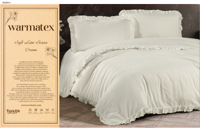 %100 PAMUK STONE WASHED FIRFIRLI KREM NEVRESİM TAKIMI