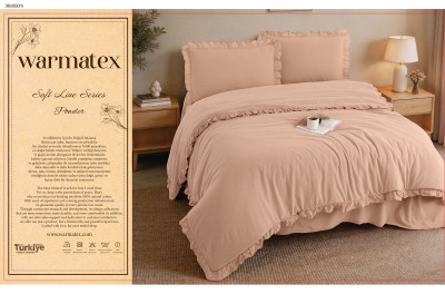%100 PAMUK STONE WASHED FIRFIRLI PEMBE NEVRESİM TAKIMI
